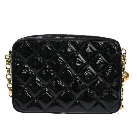 CHANEL CC Matelasse Mini Chain Shoulder Bag Patent Leather BK GHW VTG - Picture 2 of 16